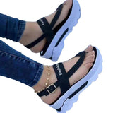 2025 Summer New Large-Size Slope Hedging Buckle Sandals Women Wearing Roman Sandals Outside The Thick Soles HZ0115