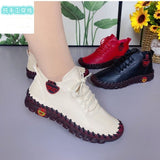 Handmade Beef Soft-Soled Mother Shoes Women 2025 Spring And Autumn New High-Top Single Shoes Casual Sneakers HZ0115