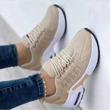 Large-Size 2025 New Casual Sneakers Women's Flying Slopes And Round Head Lace With Mesh Breathable Women's Shoes HZ0115
