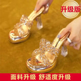 South Korea's Small Thick-Bottomed One-Word Drag Woman Wearing Transparent Cool Slippers In The Summer Of 2025 Thick Heel High Heels HZ0115