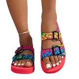 2025 Thick Bottom Slippers Women Women Women Slippers Large Belt Buckle Soft Base Color Slippers Women HZ0115