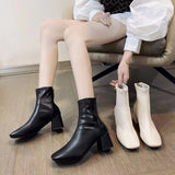 Korean Version Of The Front Coarse And Short Boots Woman 2025 New Fashion Zipper High And Martin Leather Boots HZ0115