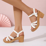Sandals Women In The Summer Of 2025 New Korean Version Of The Fish Mouth Coarse Buckle With Large-Size High-Heeled Sandals HZ0115