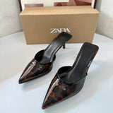 ZA New 2025 Summer French High Heel Fine Tip Behind The Empty Bag Show Off Fashion Fashion Wearing Sandals HZ0115