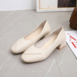 Square Single Shoes Female Coarse Heel Professional Temperament Flight Attendants Comfortable Long Standing Not Tired Black Work Shoes HZ0115