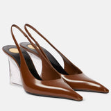 Gaoding 2025 Summer New Trendy Transparent Crystal Slope And Pointed Sandals Female Leather Ultra-High European Sexy HZ0115