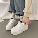 Thick-Bottomed Small White Shoes Women In The Autumn Of 2025 New Korean Version Of Loose Cake Casual Sneakers Students Tie Board Shoes HZ0115
