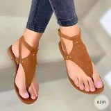 Large-Size Toe Sandals Women 2025 Leisure Flat-Bottomed Toes With A Word Buckle Beach Shoes HZ0115