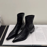 Korean Small Bare Boots Brown Pointed Short Boots Women's Shoes 2025 New Fashion With Thick And Thin Boots HZ0115