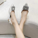 Baotou Sandals Women's 2025 New French Gentle Water Diamond Head After Tripling Coarse Heel High Heel High Heel Shoes HZ0115