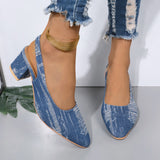 2025 New Denim Back High Heel Shoes Sharp Head Light Single Shoes Fine Heel Head Large Size Sandals Women HZ0115