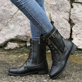 Autumn And Winter New Lady Martin Boots Front With Solid Color Low-Hee Color Boots Large Size HZ0115