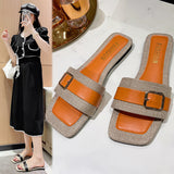 2025 New Classic Color Cool Drag Women Belt Buckle Large Flat Bottom Casual Beach Slippers HZ0115