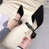 Sharp Head With Coarse Heel Cool Slippers Half-Dragging Sandals Women's Summer 2025 New Breathable Cloth Wear HZ0115