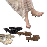 French Evening Wind Clip Cool Slippers Women Wear The 2025 Summer Design Silver Fine Belt High And Cool Drag HZ0115