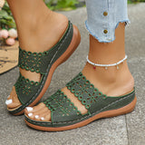 Large-Size Hollow Flowers One-Word Slippers Women In The Summer Of 2025 New Leisure Thick Bottom Slope And Cold Slippers Women HZ0115