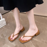 Square Head Flip-Flop Women 2025 Summer New With Fashion Wearing Cold Drag French Coarse And Clamp Slippers HZ0115