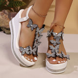 Thick-Soled Sandals Women's 2025 Summer New Size Fashion Slope With Flowers Drilled Fairy Beach Shoes HZ0115