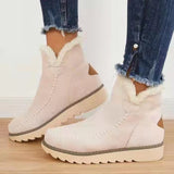 New Thick Solid Color Warm Velvet Snow Boots Women Retro Cotton Boots Home Large Cotton Shoes Women's Boots HZ0115