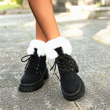 Hairy Mouth Plus Velvet Short Boots Women 2025 Autumn And Winter New Large-Size Round Head Coarse And Fashion Tice Cotton Boots HZ0115