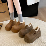 Korean Version Of Temperament Plus Velvet Pine Cake Heightening Leg Growth Head Round Head Birken Cotton Shoes 2025 New Warm Snow Boots HZ0115