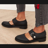 New 2025 Spring New Casual Low Heel Round Head Button Lady Size Single Shoe HZ0115
