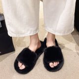7Cm Thick-Bottomed Fur Slippers Wearing Autumn New Fashion Slope And Loose Cake Bottom-Size Cotton Slippers HZ0115