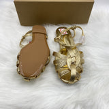 ZA Home 2025 New Ins Fashion Show Gold With Simple Toe Women's Shoes Sandals HZ0115