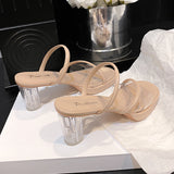 Slippers Women's Summer High Heel New 2025 Fish Mouth Waterproof Table Thick-Soled Cool Slippers Women's Coarse Heel Heel Fashion Shoes HZ0115