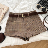 Ancient Fashion Lattice Hair, High Waist Thin Suit Shorts Wide Leg Pants Slacks Trousers Boots Trousers HZ0115