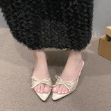 New French Bow Tip-Tip Cool Slippers In The Summer Of 2025 Gentle Fine And Stylish Casual Wear Sandals HZ0115