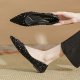 2025 Black Pointed Single Shoes With Soft Bottom Flats And New Fashion Squints Korean Version Of Light Mouth Flat Shoes HZ0115