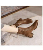 Martin Boots Women 2025 New Autumn And Winter Korean Version Of The Square Head And Zipper High And Velvet Cylinder Thin Short Boots HZ0115