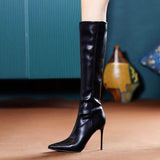 Over-Knee Long Barrel Pure Sharp-Pointed Fashion Boots 2025 Net Red New Fine And Fairy Windy Long Boots HZ0115