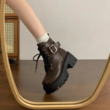 Martin Boots Women's Thick Background Increased In 2025 New Autumn And Winter Retro Locomotive Boots Small Thick And Short Boots HZ0115