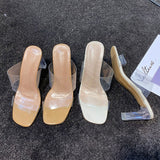 2025 New Summer Transparent Heel High Heel Simple PVC Cool Slippers With Toe Women's Shoes HZ0115