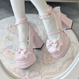 Cute Girl Leather Shoes Waterproof Lolita Shoes 2025 New Lorita Shoes Sweet Princess High Heels HZ0115