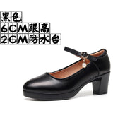 Anti-Slip 6Cm Silver Heeled Show Shoes Thick-Singing Leather Shoes Thick-Soled Model Single-Shoe Large-Size Working Shoes HZ0115