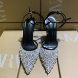 ZA Home 2025 New Women's Shoes White Leud Low Heel Temperament High Heels High Heels After The Shallow Mouth Of Studs Single Shoes HZ0115