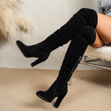 Autumn And Winter New Tips And High-Heeled Thin Velvet Folding Pile Boots With Net Red Boots High Barrel HZ0115