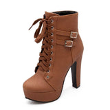 Explosion Cross-Tie Martin Boots Boots High Heel Women's Shoes Waterproof Belt Buckle Low-Spring Women's Boots HZ0115