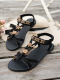 Flat-Bottomed Large-Size Sandals Women 2025 Summer New Bohemian Women's Casual Tight Sandals With Beach Sandals HZ0115