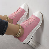 Large-Size Casual Single-Shoe Women 2025 Spring And Autumn New Round Head Tie With Thick Bottom Low Help Canvas Single Shoes HZ0115