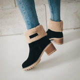New 2025 Autumn And Winter Mid-Boul Thick Heel Overslip Snow Boots 43-Yard Cotton Shoes HZ0115