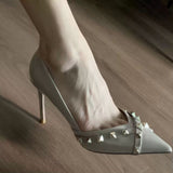 High-End Version Of The 2025 Autumn And Winter New Cross-Healing Fine Heel High Heels Tips Light Mouth Sexy Nude Single Shoes Patent Leather HZ0115