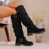 2025 Fashion Autumn And Winter New Women Folded Western Cowboy Round Head Mid-Clinity Women's Boots HZ0115