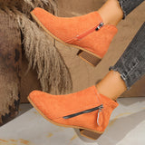 Tling-Faced Martin Boots 2025 Autumn And Winter New Coarse Heel Side Zipper Large Size 43 Yards Female Short Boots HZ0115