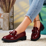 2025 New Patent Leather Bright Eso And Retro Lefu Shoes Large-Size Fashion Casual Single Shoes HZ0115