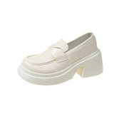 Thick-Soled Small Leather Shoes Women In The Spring Of 2025 New Pine Cake French Retro English Style Lefu Shoes One Foot Single Shoes HZ0115