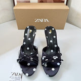 ZA2025 New Summer Feet Look Retro Wave Point With High Heel Sandals Sexy Sandals HZ0115
